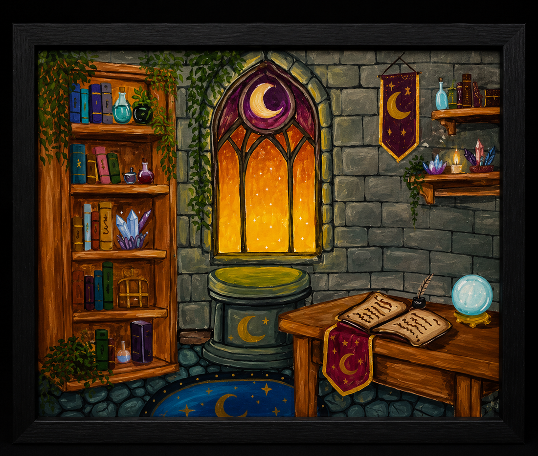 Moonlit Scholar's Study: A Room Where Imagination Never Sleeps